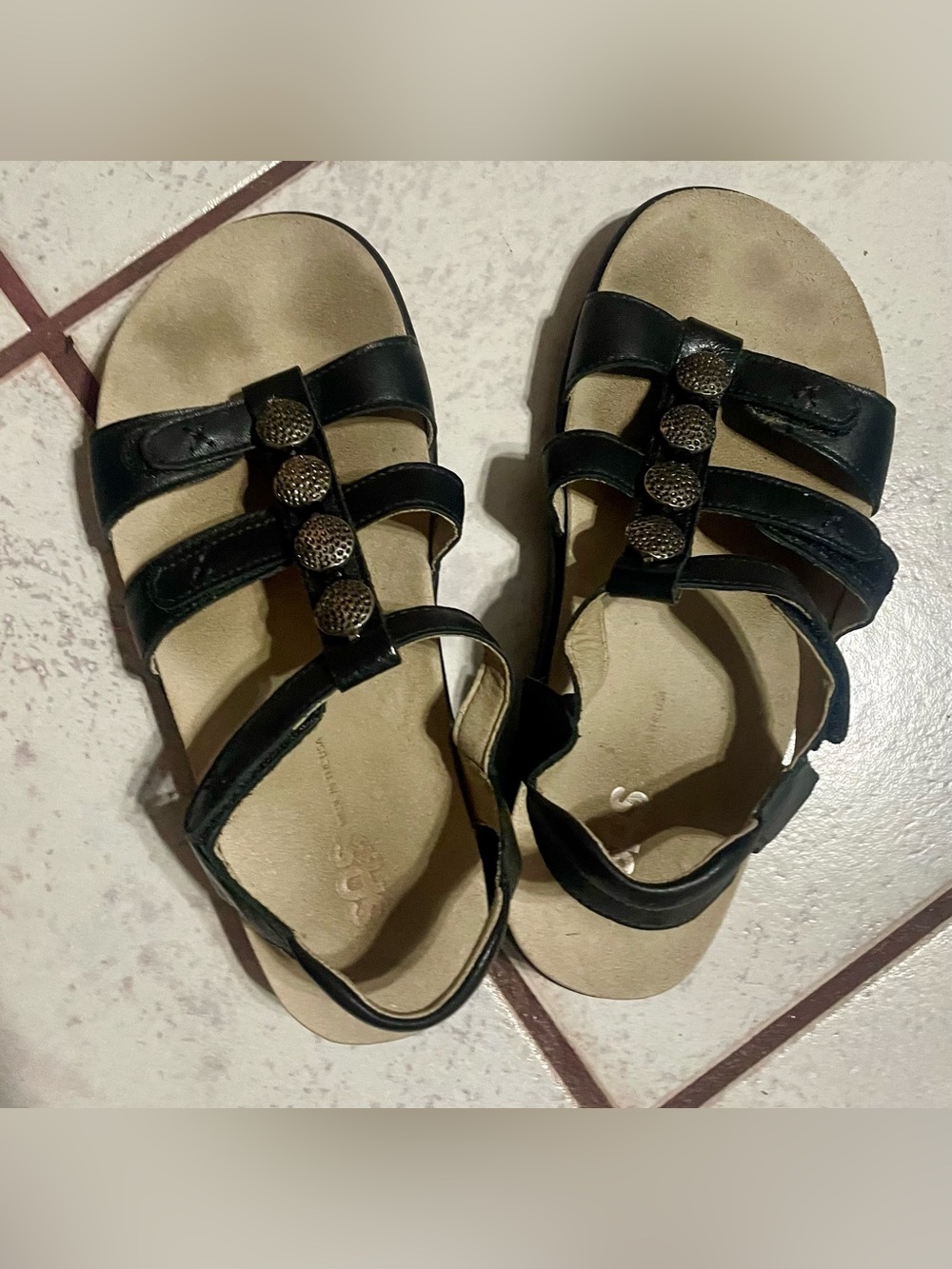 SAS Women’s Black Leather Tripad Comfort Adjustable Sandals; Size 7W